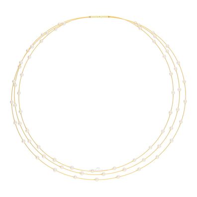 JuwelmaLux Perlen Brautcollier Stahlseil goldplattiert Süßwasser Zuchtperle JL40-05-0