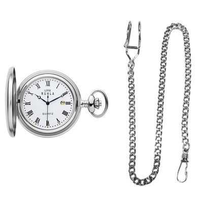 UMR RUHLA TU 8690-3 Taschenuhr mit Sprungdeckel, Ronda-Werk, Datum, mit Kette