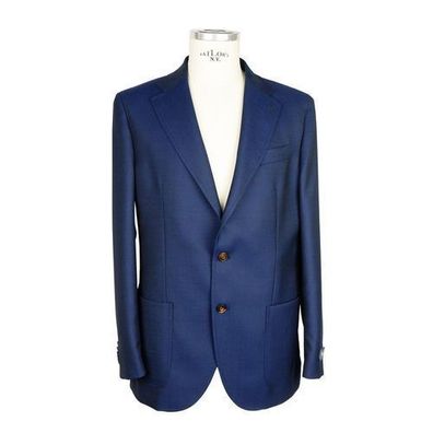 Emilio Romanelli Blue Wool Men Blazer