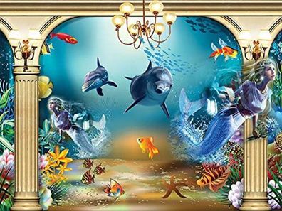 Vlies Fototapete Wandtapete Wandbilder 3D Effekt Aquatium Delfin Wasser 1069