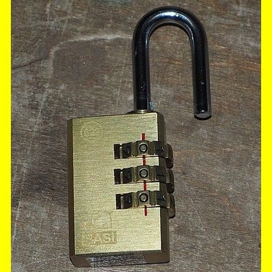 Messing Zahlenschloss - Vorhangschloss 25 mm - Bügel 5 mm - Lichte Höhe 27 mm