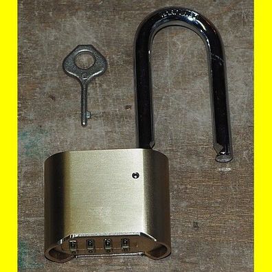 Messing Zahlenschloss - Vorhangschloss 50 mm - Bügel 8 mm - Lichte Höhe 58 mm