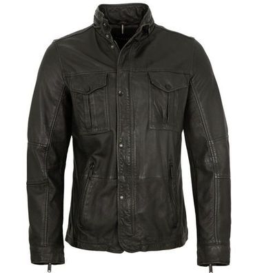 Bugatti - Herren Echtleder Lederjacke Lammnappa holzkohle