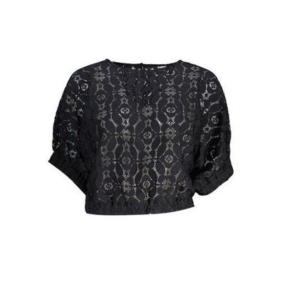 Desigual "Black Polyester Women Blouse with Contrasting Elastic Waistband"