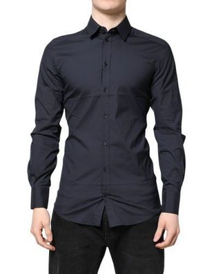 Dolce & Gabbana Dark Blue GOLD Cotton Dress Formal Shirt
