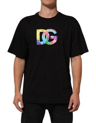 Dolce & Gabbana Black Logo Print Cotton Men Crew Neck T-shirt