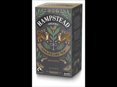 Hampstead Tea 6x Organic Demeter and Fairtrade Pure Darjeeling Black Tea 40g