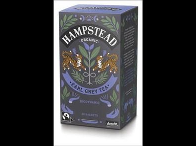 Hampstead Tea 6x Organic, Demeter and Fairtrade Divine Earl Grey Black Tea 40g