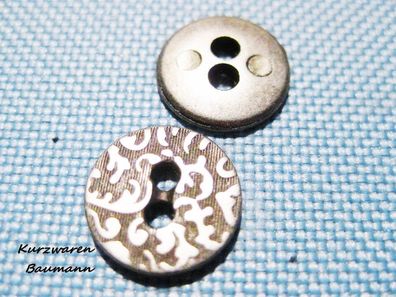 1Metallknopf Metallknöpfe silberfarben mit Muster 10x1,5mm 2 Loch a 2mm Nr 1044