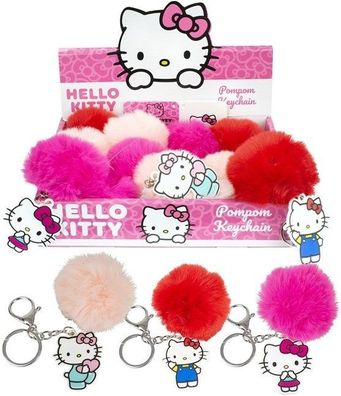 Hello Kitty Schlüsselanhänger Bagclip Pompom Bommel stabil - sortiert - NEU