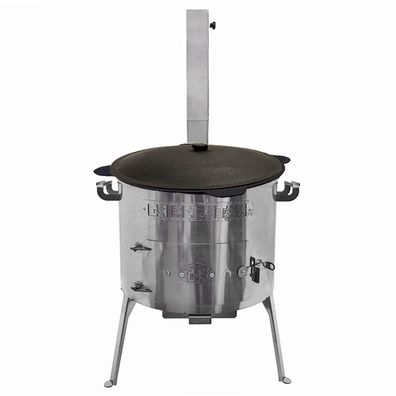 Utschak Timur Ø40 cm aus Edelstahl mit Rauchrohr Kazan 10L Gusseisen