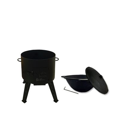 Utschak mit Kazan 10 L Set Kasan aus Gusseisen Schüreisen