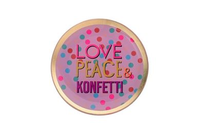Love Plates, Glasteller "Love, Peace & Konfetti"