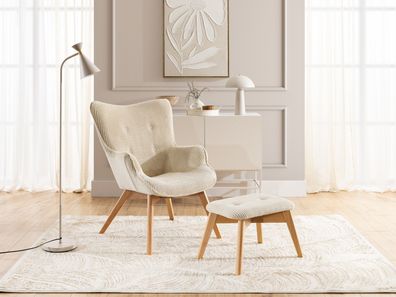 Lenari - Skandinavischer und moderner Lounge-Sessel mit Fußhocker