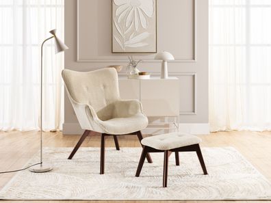 Lenari - Skandinavischer und moderner Lounge-Sessel mit Fußhocker