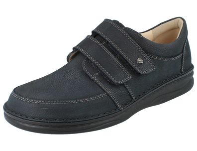 FINN Comfort Wicklow Herren Kletthalbschuhe dunkelblau genarbtes Nubukleder