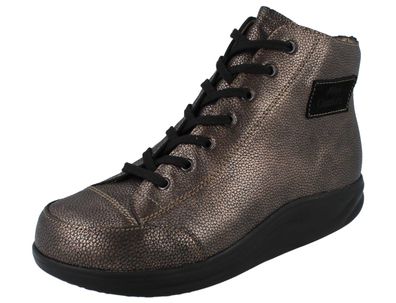 FINN Comfort Finnamic Holten Damen Schnürschuhe knöchelhoch kupfer schwarz genarbtes