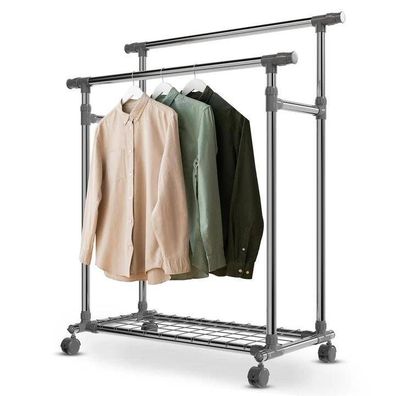 Kleiderständer Metall Garderobenständer Rollen Verstellbar Kleiderstange B-WARE