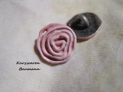 1Metallknopf Metallknöpfe rosa Rose 11x5mm Öse 2mm Nr 1056