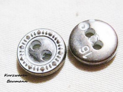 1Metallknopf Metallknöpfe silberfarben mit weiß 10x2mm 2Loch 2 mm Nr 1061