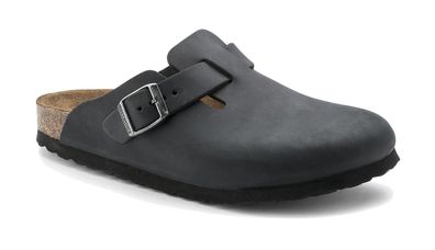 Mules Birkenstock Boston Normal aus schwarzem Nubukleder