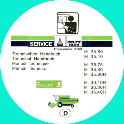 Deutz Fahr Mähdrescher M 34.80 M 35.40 M 35.75 M 35.80 M 35.80 H M 36.10 H M 36.30 H