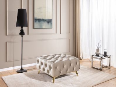 Whitby - Chesterfield Luxus Fußhocker aus Samt mit goldenen Füßen