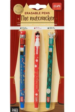 Legami The Nutcracker 3er Set löschbare Gelstifte Limited Christmas Edition