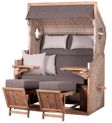 Strandkorb TRENDY PURE Greenline 175XL - PE anthique white - Dessin 753 - inkl