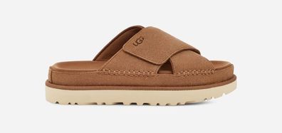 Sandalen UGG Goldenstar Cross aus Veloursleder, braun