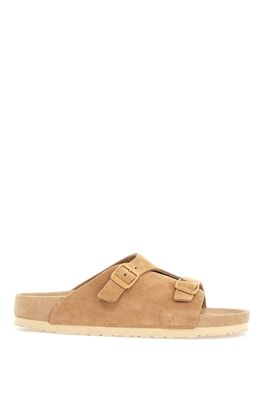 Sandalen Birkenstock Slide Zérich aus beigem Wildleder