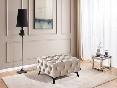 Whitby - Chesterfield Luxus Fußhocker aus Samt mit schwarzen Füßen