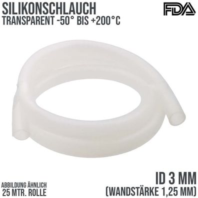 3 x 5,5 mm Silikonschlauch Milchschlauch lebensmittelecht FDA 0,60 bar - 25 m