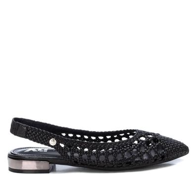Ballerinen Xti schwarze offene Absatzschuhe mit elastischem Knöchelriemen