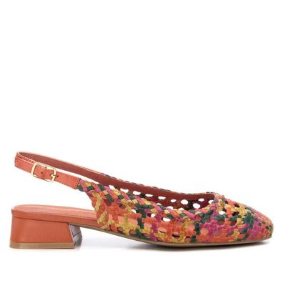 Ballerinas Carmela Orange aus Leder mit Riemchen