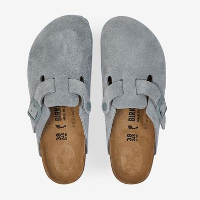 Mules Birkenstock Boston aus Wildleder, Hellblau