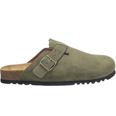 Sabots Scholl Olivier New aus khakifarbenem Wildleder