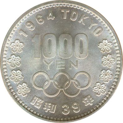 Japan 1.000 Yen 1964 Olympiade in Tokyo Silber*