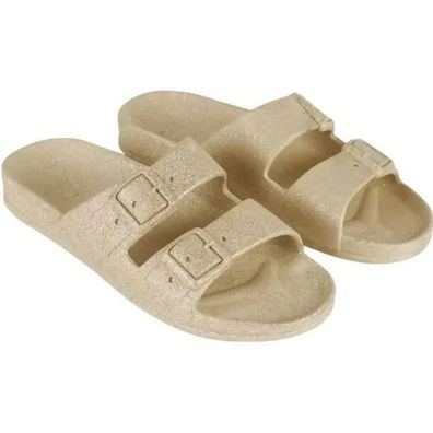 Mules Cacatoes mit Glitzereffekt, offen, camel