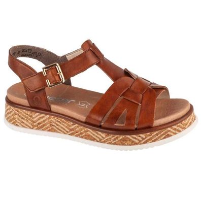 Sandalen Rieker mit Leder und Keilabsatz