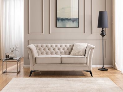 Whitby - Chesterfield Luxus 2-Sitzer Sofa aus Samt mit schwarzen Füßen
