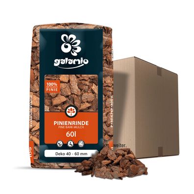 Galamio Rindenmulch Pinie Deko 60l Körnung 40 - 60