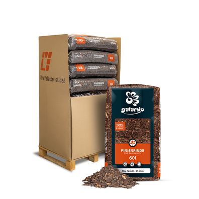 Galamio Rindenmulch Pinie Mix Fein 60l x 13 Sack 780l Palette Körnung 8 - 25
