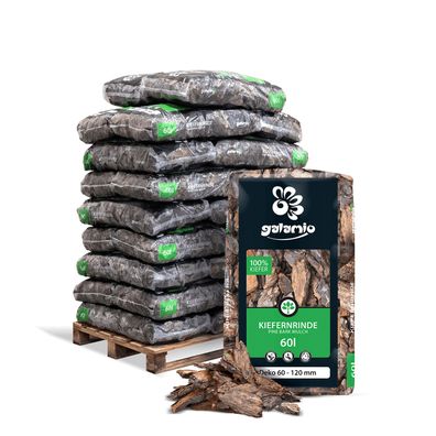 Galamio Rindenmulch Kiefer Deko 60l x 26 Sack 1560l Palette Körnung 60 - 120