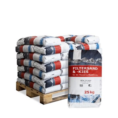 Galamio Filtersand 1,0 - 2,0 mm 25kg x 40 Sack 1000kg Palette Körnung 1,0 - 2,0