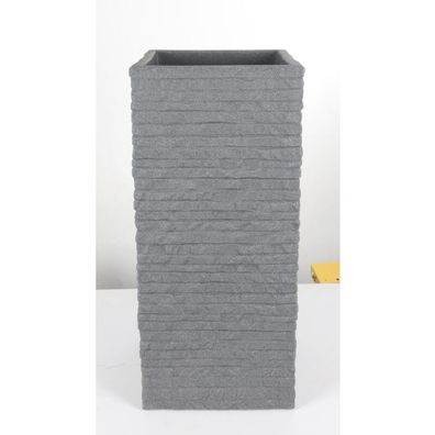 Säulentopf "Kubus" 26 x 60 x 26cm grau Ziegelstein-Optik