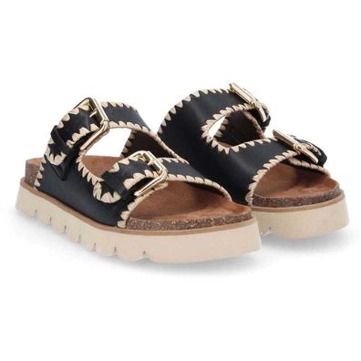 Sandalen No-name Schwarzes Leder mit dicken Sohlen