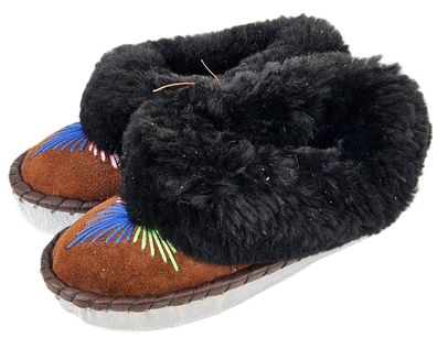 Lammfell Warme Hausschuhe Mokassin Gr.39 NEU, Schaffell/ -leder Handarbeit Braun*1.25