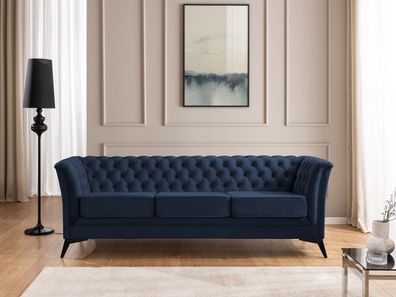 Whitby - Chesterfield Luxus 3-Sitzer Sofa aus Samt mit schwarzen Füßen