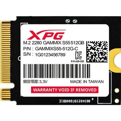 Xpg Gammix S55 512 Gb (Schwarz, Pcie 4.0 X4, Nvme 1.4, M.2 2230)